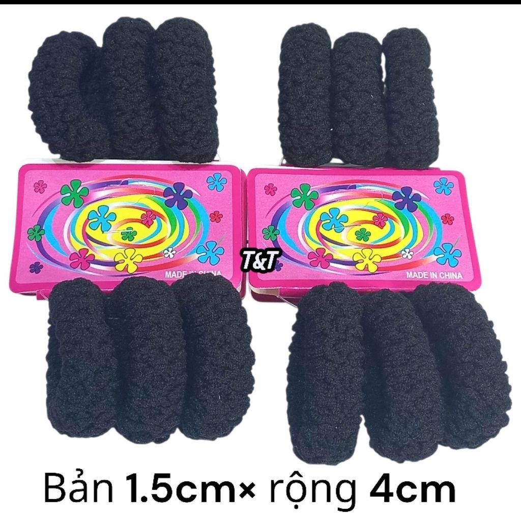 Combo 12 dây cột tóc đen (bản 1.5cm× 4cm)