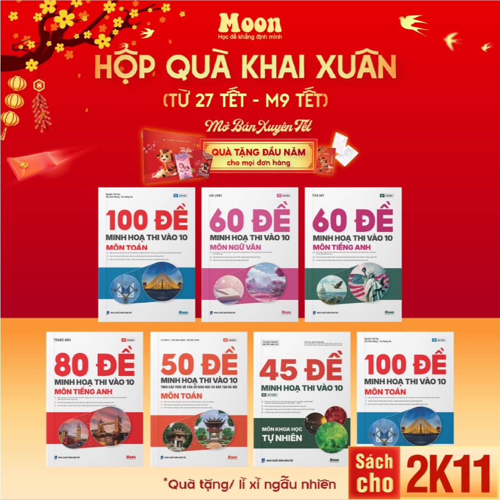 Sách đề ôn thi vào 10 môn toán học ngữ văn tiếng anh khoa học tự nhiên - MoonBook