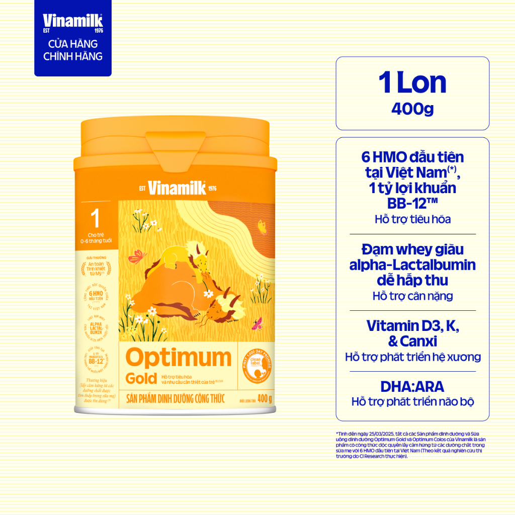 Hộp Sữa bột Vinamilk Optimum Gold 1 - Hộp thiếc 400g
