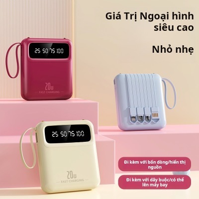 Pin Sạc Dự Phòng KSS 20000mAh DX299 - Tích Hợp 4 Cáp Siêu Tiện Lợi, Màn Hình LED Cho iP/Android