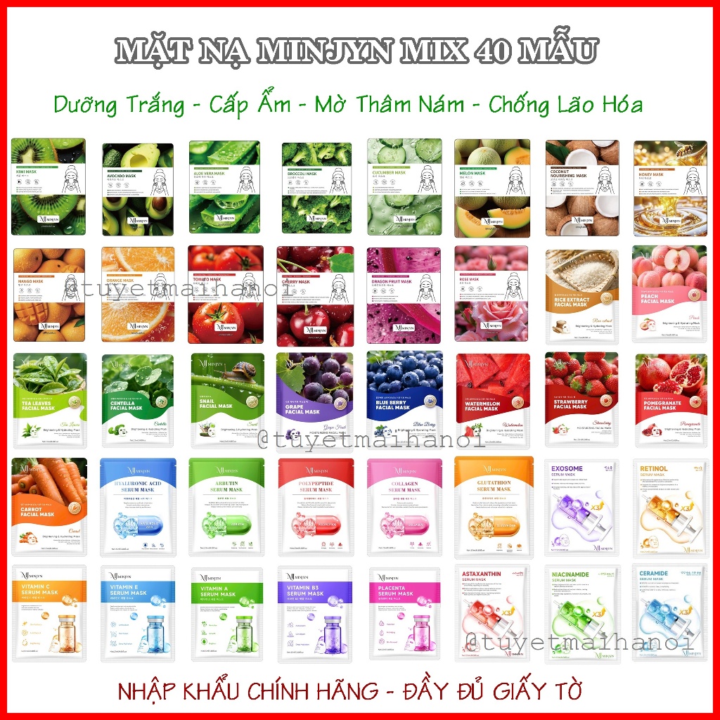 COMBO 200 miếng mặt nạ dưỡng da MINJYN nhập khẩu