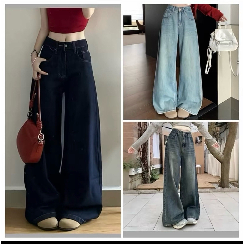 (Deal mở bán) Quần jeans ống rộng trơn 5 chất jeans mềm đẹp loại 1 - MỘC STORE