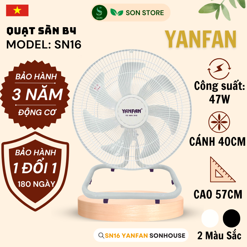 [MỚI] Quạt Sàn B4 SN16 YANFAN, Đường Kính Cánh 40cm, Công Suất 47W, Động Cơ Dây Đồng 100%.