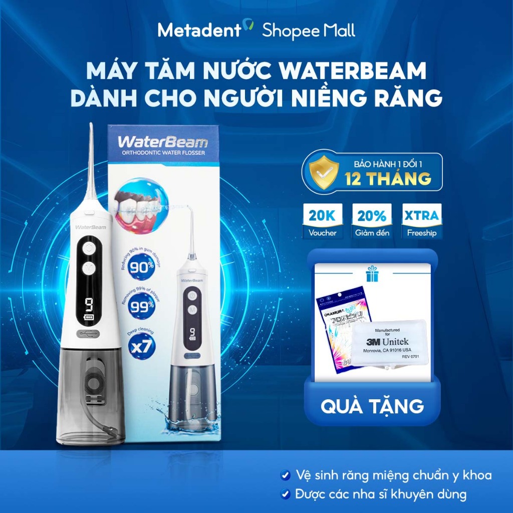 Máy tăm nước WaterBeam cho Người Niềng Răng, Chỉnh Nha được Nha sĩ khuyên dùng - Bảo Hành 12 tháng