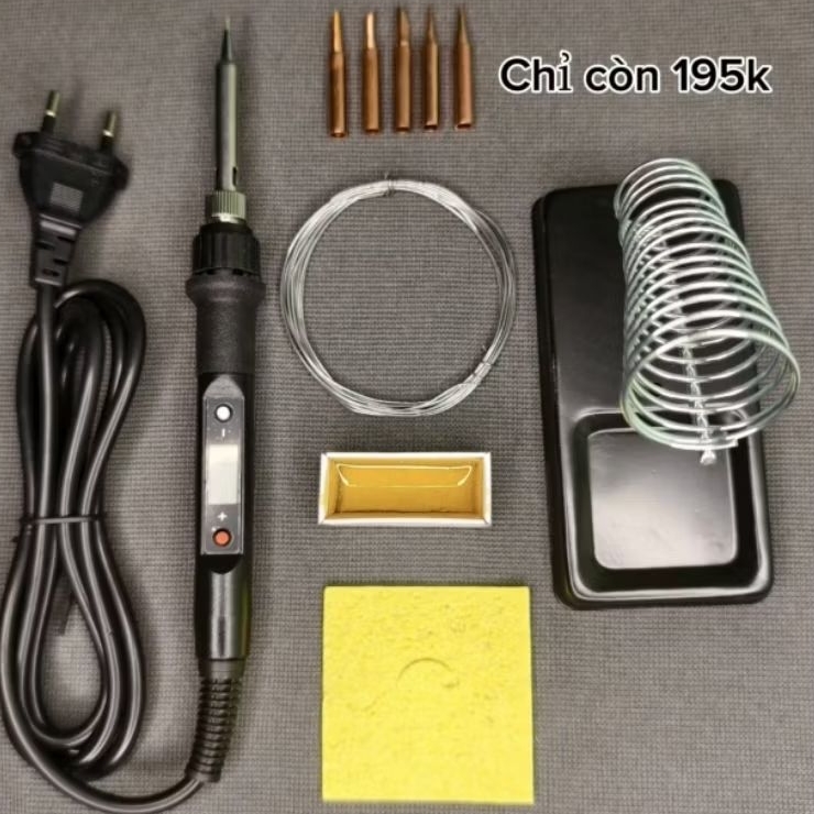 Combo 10 Món Mỏ Hàn Mạch Điện Tử 908S 80W Tặng Kèm Kệ Gác, 5 Mũi, Mỏ Hàn Chì, Mỏ Hàn Thiếc, Mỏ Hàn