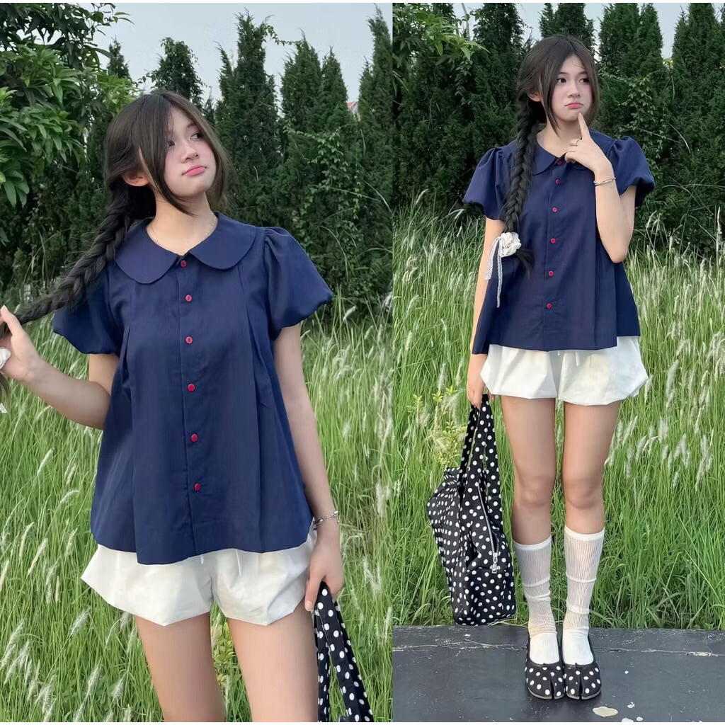 Áo sơ mi cổ sen dáng Babydoll mát mẻ mùa hè cho nàng A245