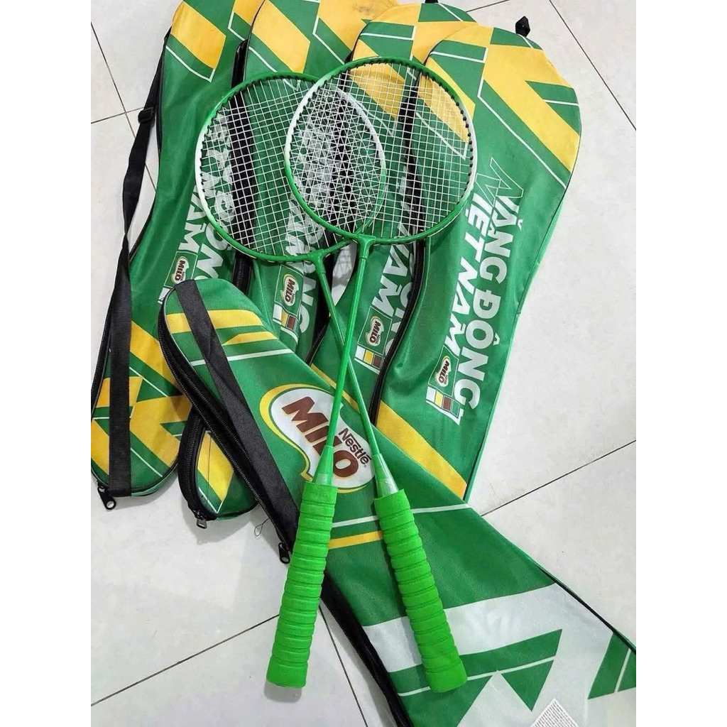 vợt cầu lông milo (2 vợt+1tui đeo chéo) nhạt