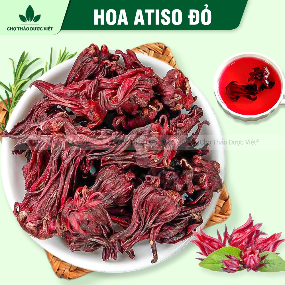 Hoa atiso đỏ 100g, hoa bụp giấm, hibiscucs, nguyên liệu pha trà, làm siro, giúp giải nhiệt, mát gan