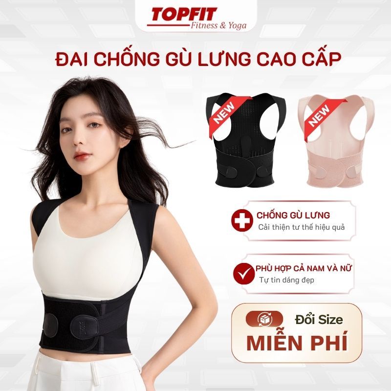 Đai Chống Gù Lưng TOPBODY Có Nẹp Hỗ Trợ, Điều Chỉnh Tư Thế Lưng Thẳng, Cải Thiện Dáng Đi, Định Hình Vai Lưng- DAIGU08-09