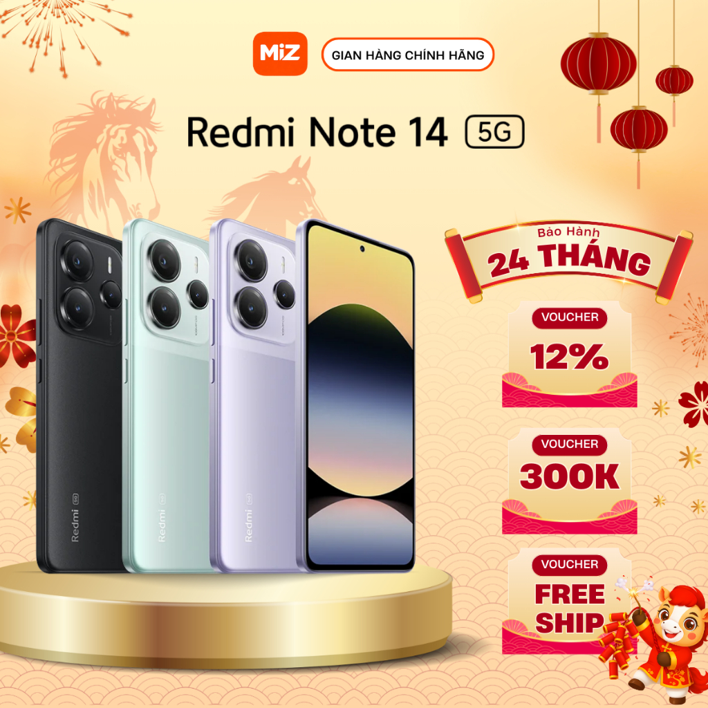 Điện thoại Xiaomi Redmi Note 14 5G 8GB/256GB - Hàng chính hãng - Bản quốc tế - Bảo hành 24 tháng