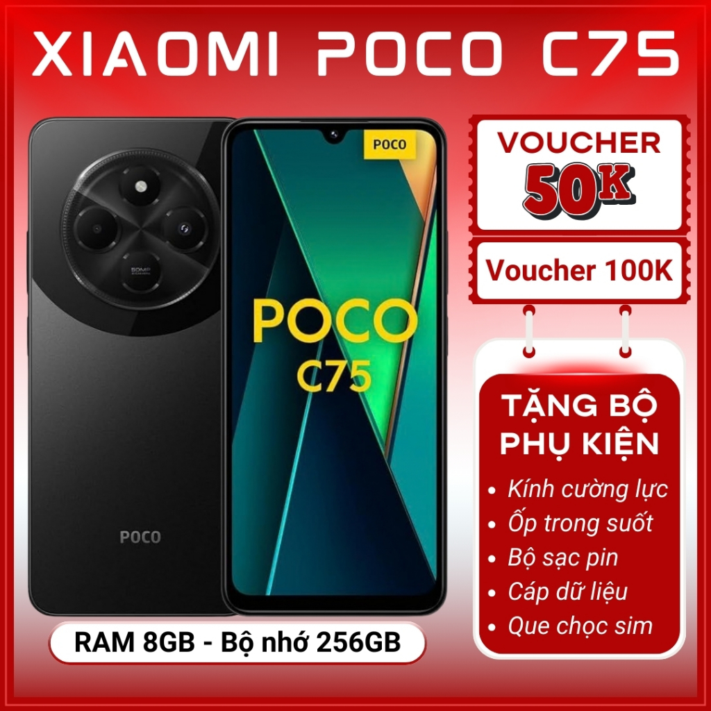 Điện Thoại Xiaomi POCO C75 8GB/256GB – BH 12 Tháng | Pin 5000mAh Trâu, Màn Siêu Rộng 6.88