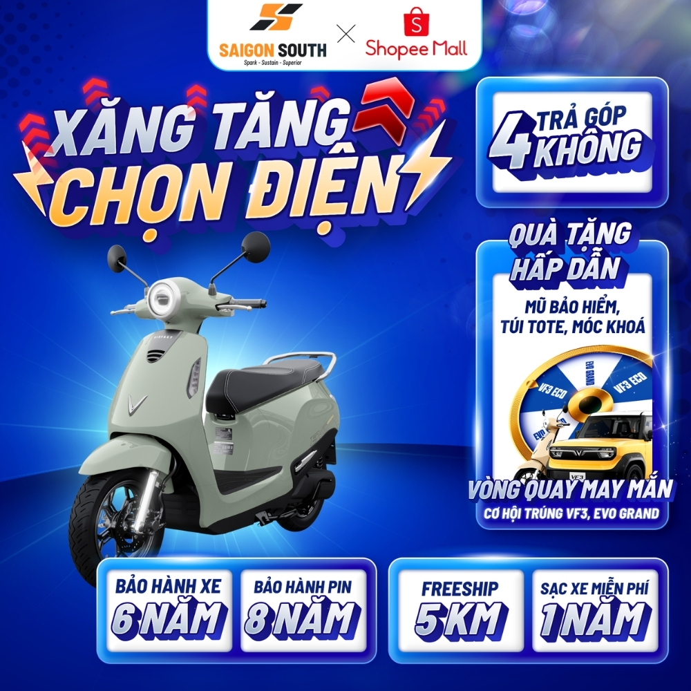 [NHẬN TẠI HCM] Xe Máy Điện VinFast Evo Grand - Góp 0% - 262km 1 lần sạc