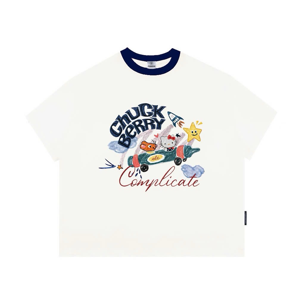 Áo thun Cotton 250gsm form Boxy nam nữ rộng vừa KITTY Unisex