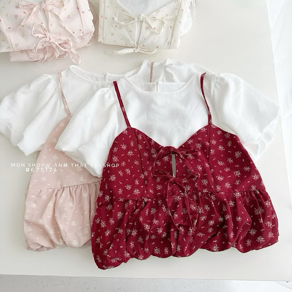 SET ÁO HOA NHÍ + SƠMI TAY PHỒNG DỄ THƯƠNG KENCO CLOTHING THỜI TRANG NỮ M8182