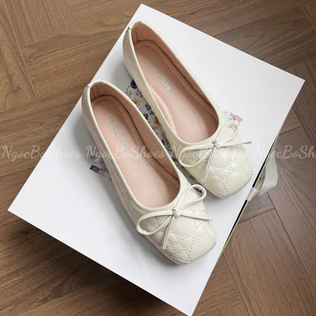 [ NgocBoShop ] 07 - Giày nữ xinh mũi vuông da mềm gắn nơ thời trang đơn giản Mary Jane (Form chuẩn đi đúng size)