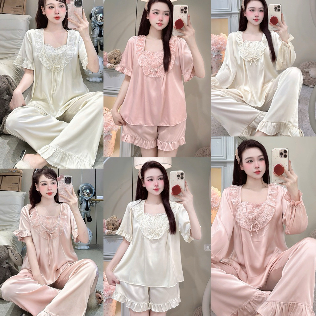 [MẪU HÈ] Bộ Đồ Ngủ Nữ JUSOKA Pijama Lụa Latin Cao Cấp Dễ Thương Thoáng Mát Dành Cho Nữ LT27