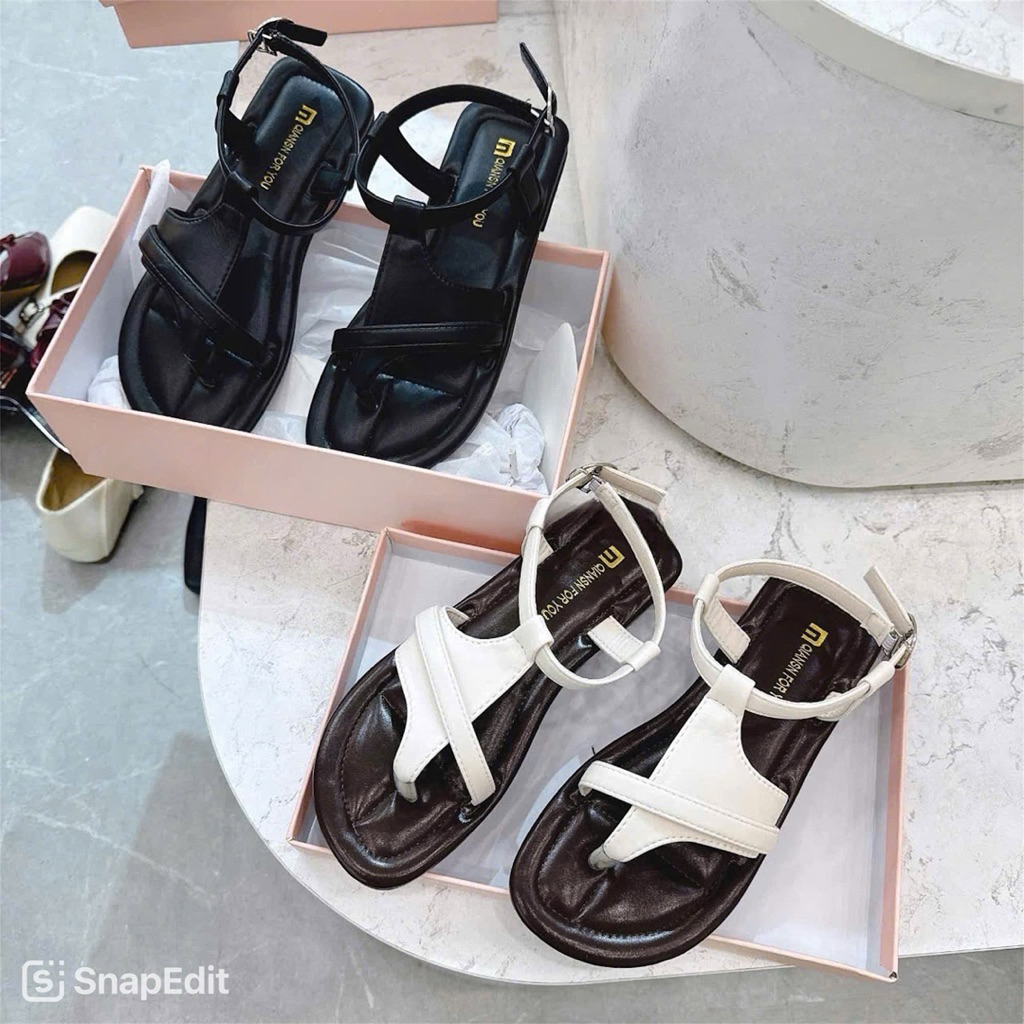 [Thảo Em - QHM228] Dép Sandal nữ Gót Vuông Đế Bệt 1-2p Hottrend [Sẵn Hàng]