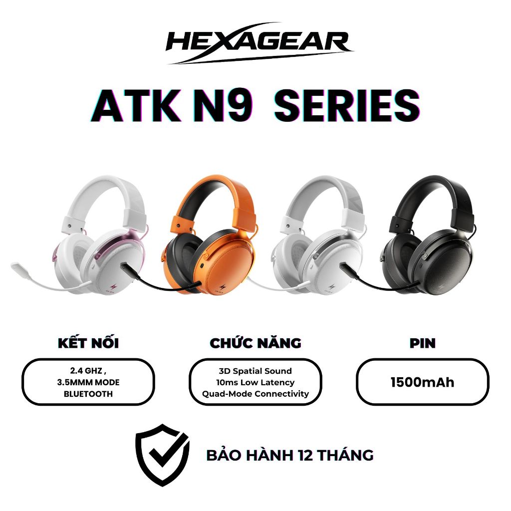 [GIAO NGAY] Tai Nghe Không Dây Gaming ATK N9 Pro | N9 Ultra | 3 Mode Kết Nối | NEWSEAL | BH 12 Tháng