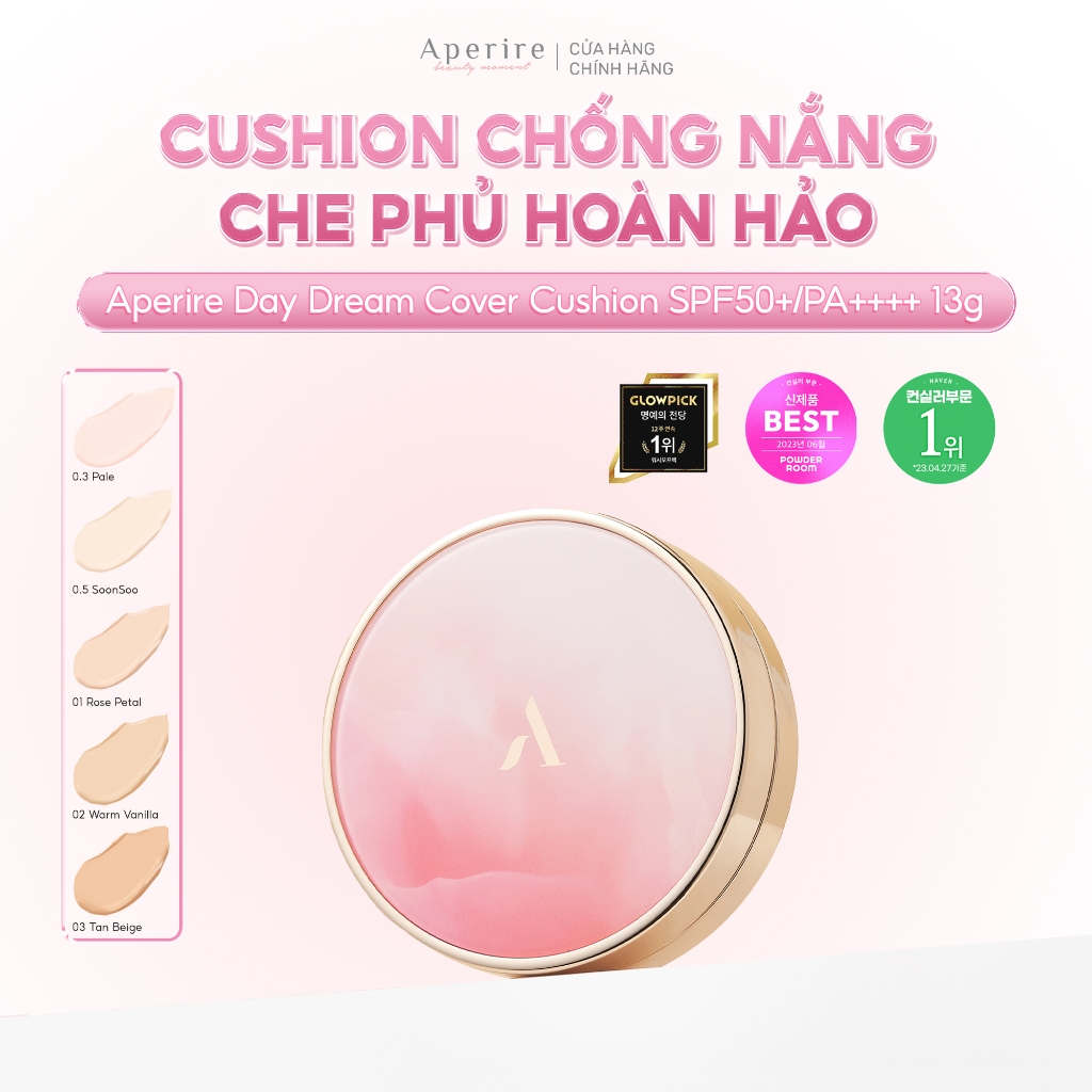 Cushion Chống Nắng Che Phủ Hoàn Hảo Aperire Day Dream Cover Cushion SPF50+/PA++++ 13g
