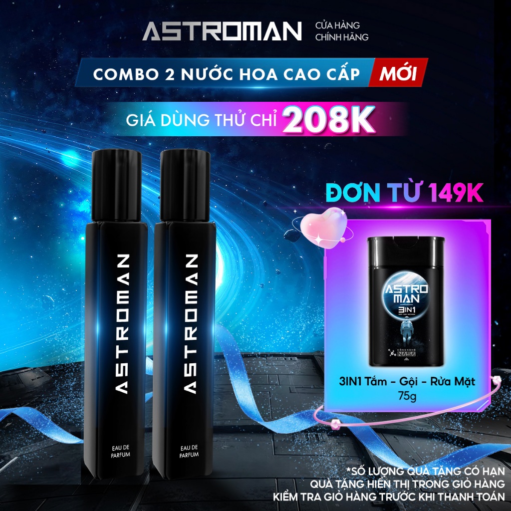 Combo 2 Nước Hoa Cho Nam Giới ASTROMAN 9MLx2, Lưu Hương Dài Lâu