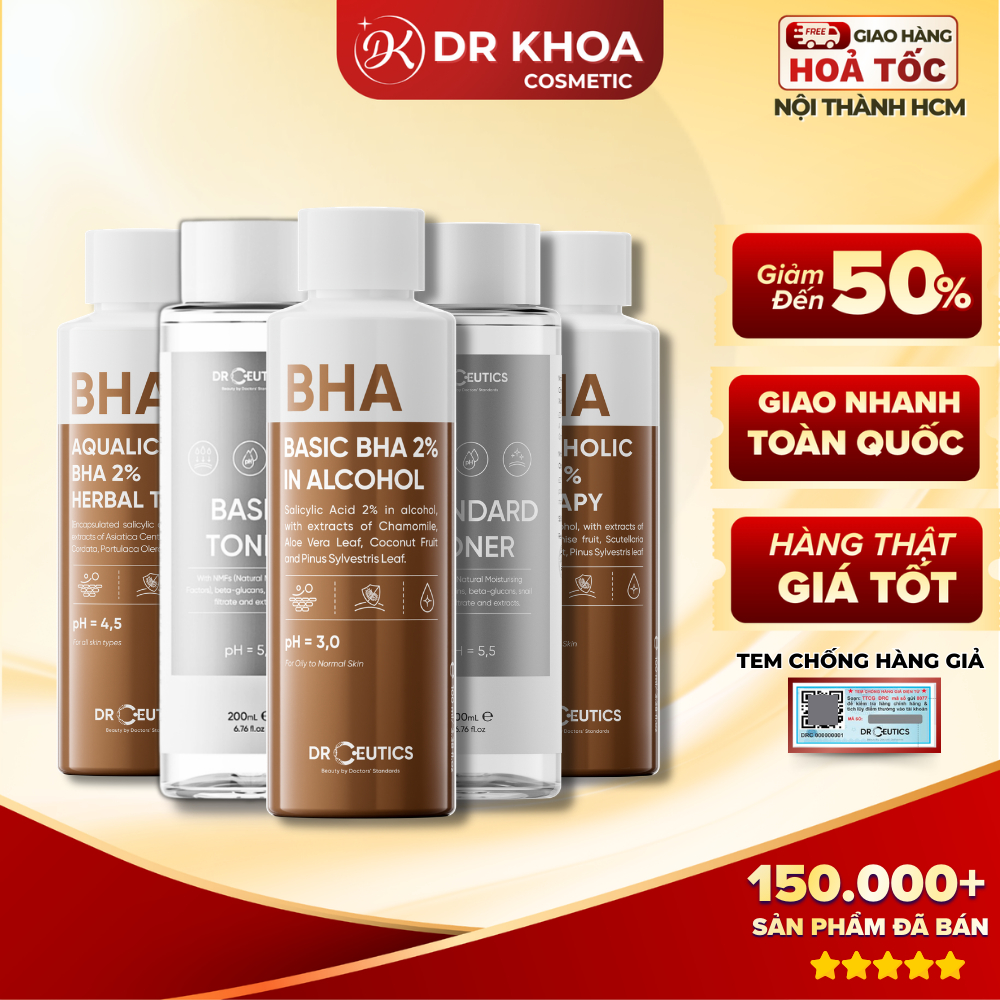 Dung Dịch Cân Bằng Da DrCeutics BHA 2% Basic, Standrad, Basic Toner 100ml/200ml Dr Khoa