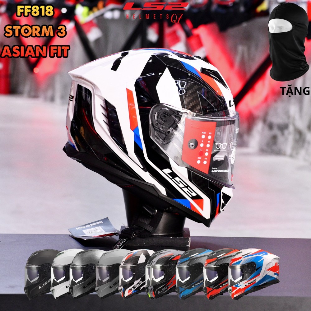 [Tặng Pinlock] Mũ Fullface LS2 FF818 Storm III Asian fit 2 kính Chuẩn ECE 22.06 Mũ bảo hiểm Size S M L XL XXL 3XL
