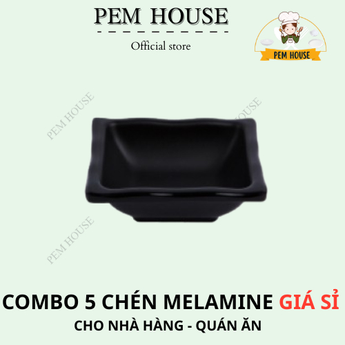 Combo 5 Chén Nước Chấm Vuông Đen Nhám -CC41N