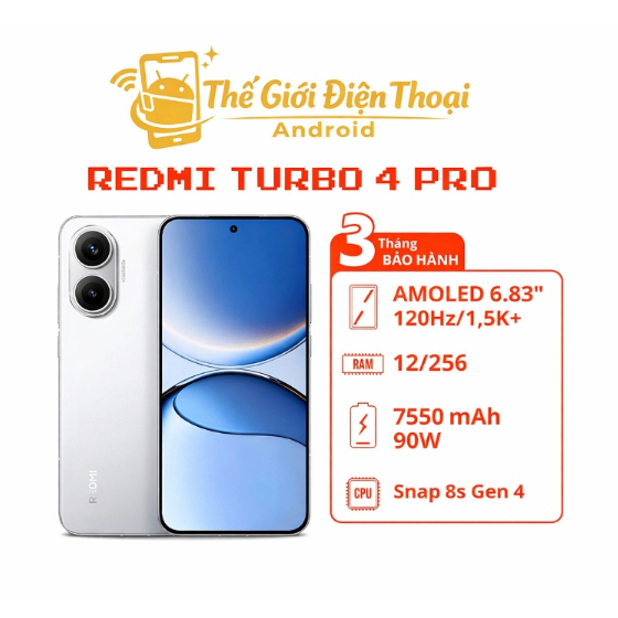 Điện thoại Xiaomi REDMI Turbo 4 Pro 5G (Snapdragon 8s Gen 4 - Pin 7550mAh) LIKE NEW FULLBOX ĐẸP 99%