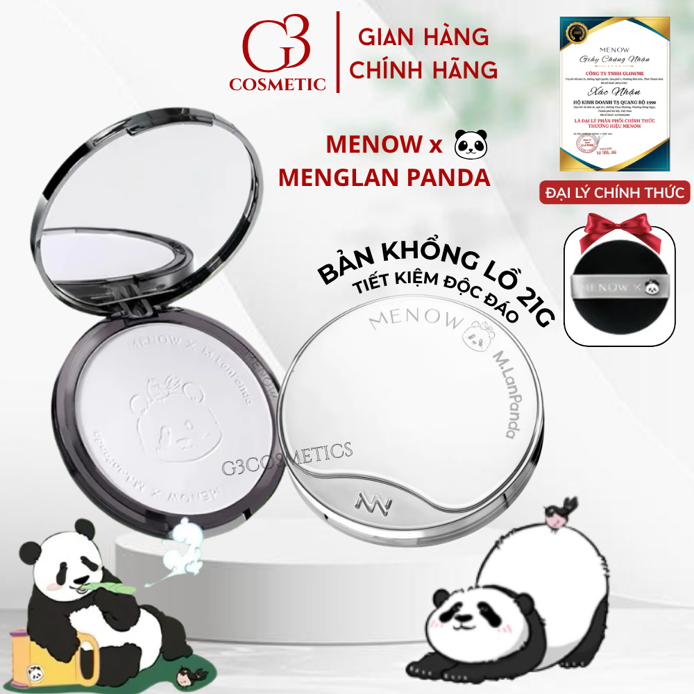 [TẶNG MÁ HỒNG] Phấn phủ nén MENOW gấu trúc khổng lồ kiềm dầu 21g, giữ tone vượt trội MENOW x MENGLAN PANDA