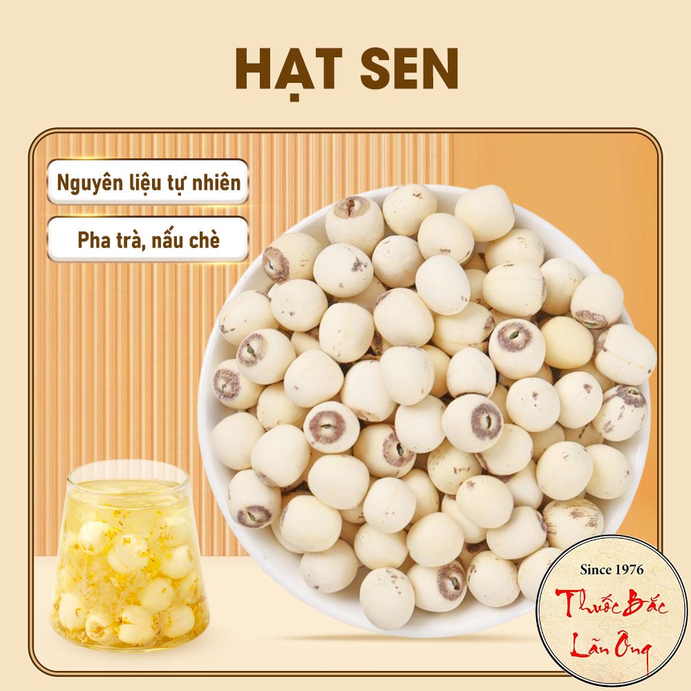 Hạt sen 100g, hạt sen Huế bở, thơm, mềm, dùng hầm canh, nấu chè, soup, thơm ngon bổ dưỡng