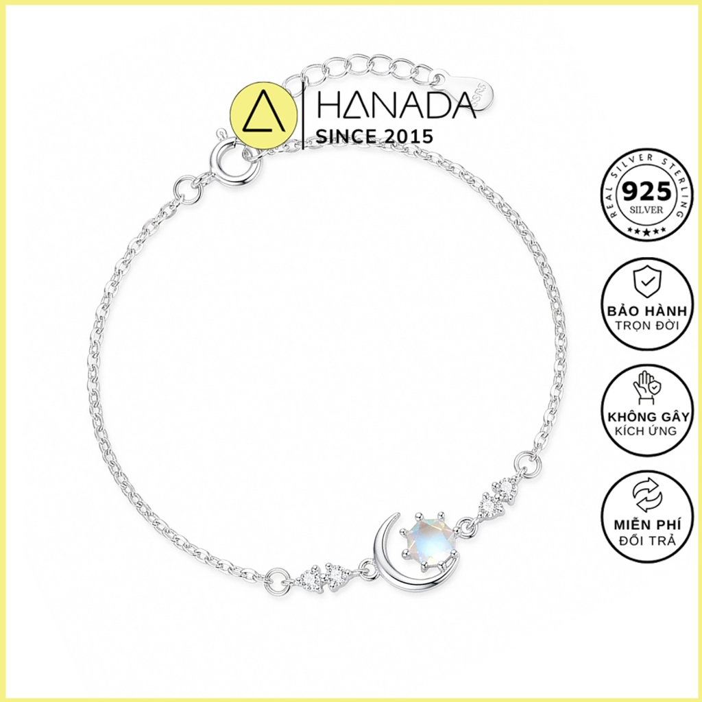 Lắc Tay Bạc 925 HANADA Hành Tinh Mặt Trăng Tím Ánh Xanh Đá Nhân Tạo 1120 H12