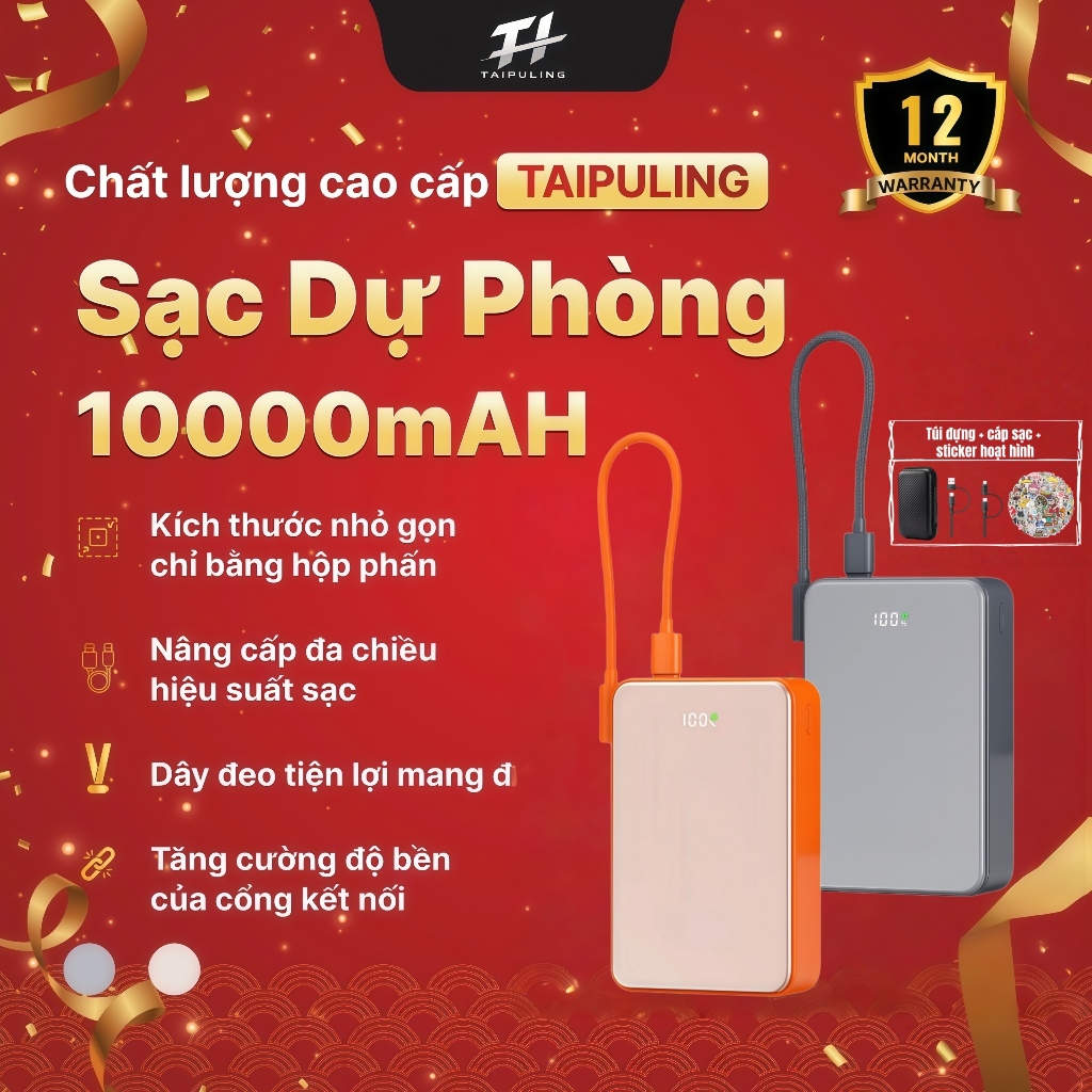 sạc dự phòng D082 Chính Hãng TAIPULING , Hỗ Trợ Sạc Không Dây,Củ Sạc có chứng nhận ,BH 12 Tháng