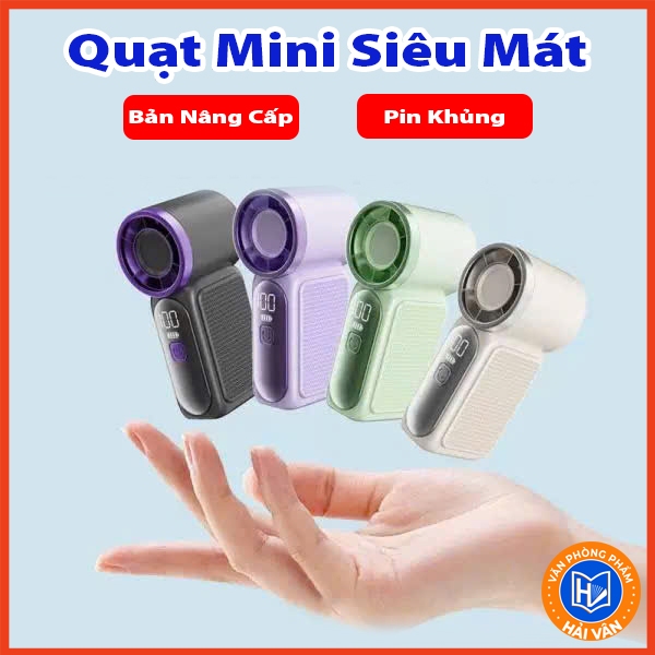 Quạt cầm tay mini QX88, quạt tích điện di động gió mạnh có thể sạc lại pin tốc độ turbo phản lực, màn hình hiển thị pin