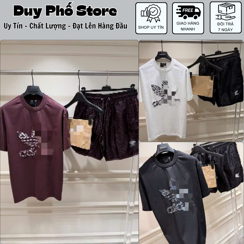 Bộ Quần Áo Nam Mùa Hè Chất Vải Cotton Cao Cấp - Bộ Cộc Hè Nam Nữ In Nổi Phối Quần Gió Dù Siêu Đẹp
