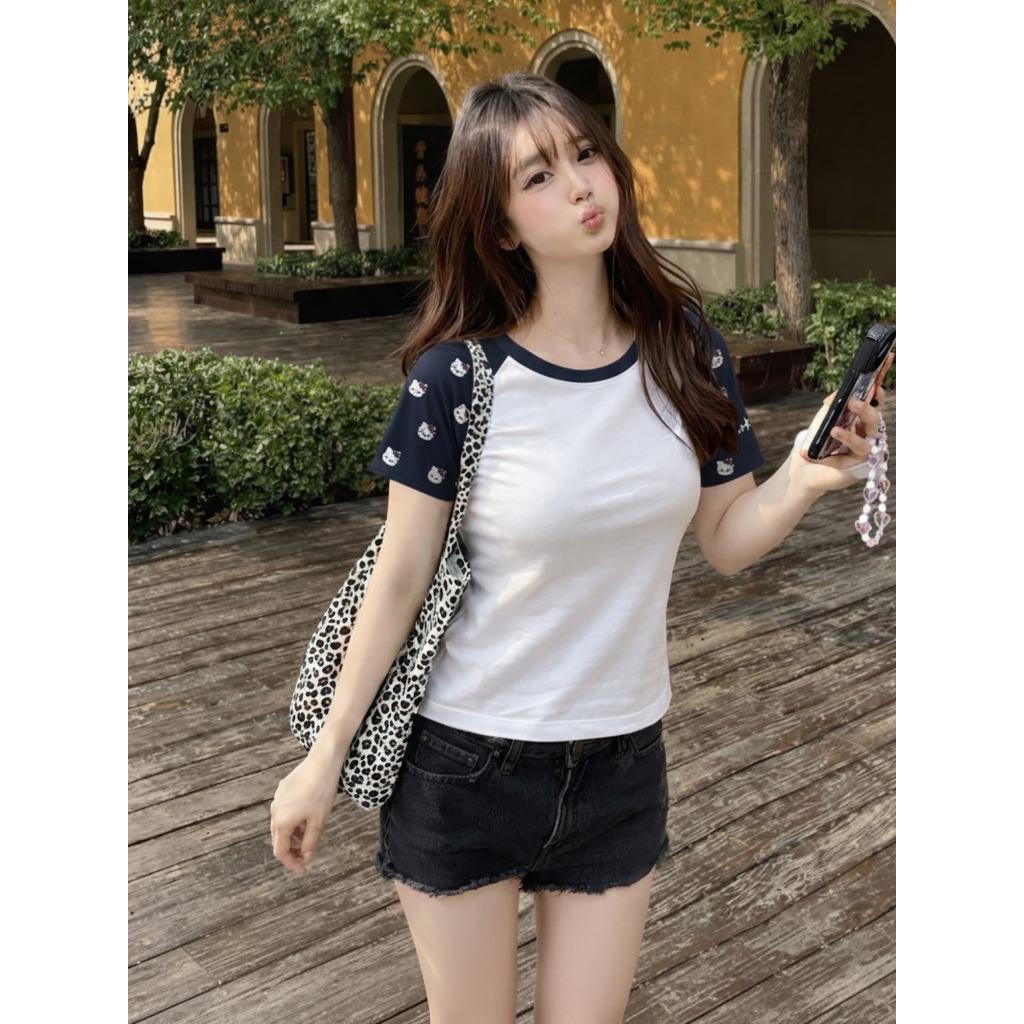 ( Sẫn hàng) Áo Thun Cotton VyVy Style Phối Màu Raglan – Phong Cách Nữ Sinh Năng Động
