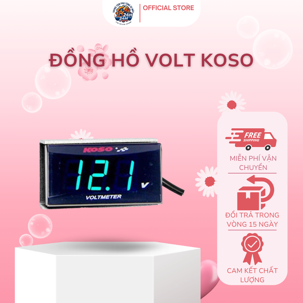 Đồng Hồ Báo Volt Koso 10–150V Chống Nước Cho Xe Máy, Xe Điện