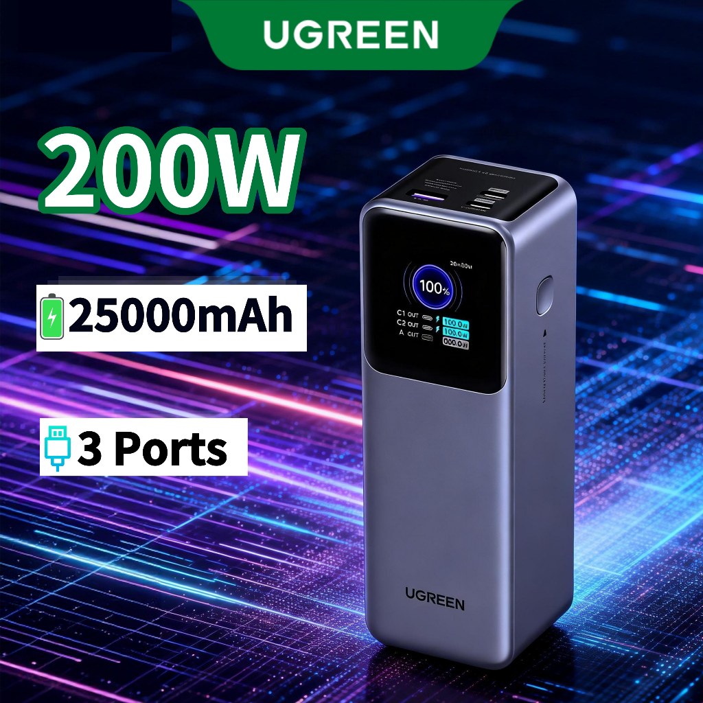 Sạc dự phòng UGREEN 25000mAh 200W 100W Powerbank cho iphone 17/16/15 / 14 / 13 / 12 xiaomi samsung
