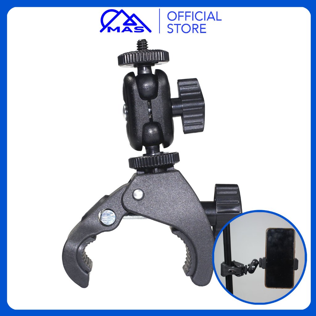 Kẹp Ghi Đông 360° Magic cho Điện Thoại Action Cam GoPro Insta 360 đầu 1/4 inches Đa Dụng GP311
