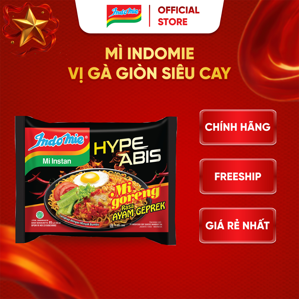 Mì Trộn Indomie Vị Gà Cay 85g x Thùng 40 gói