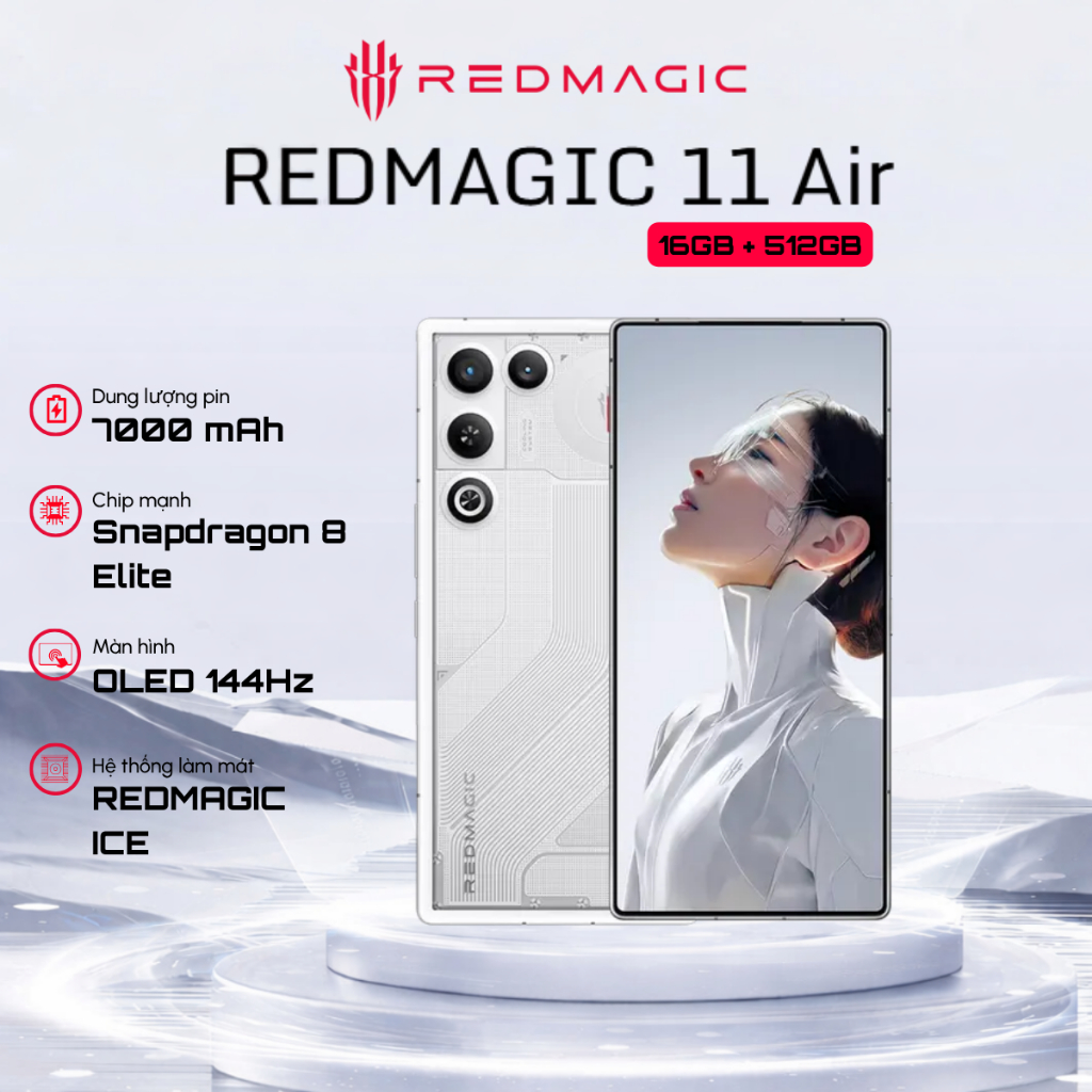 Điện thoại Gaming REDMAGIC 11 AIR 5G 16/512GB Bạc - Snapdragon 8 Elite - Bảo hành 12 Tháng