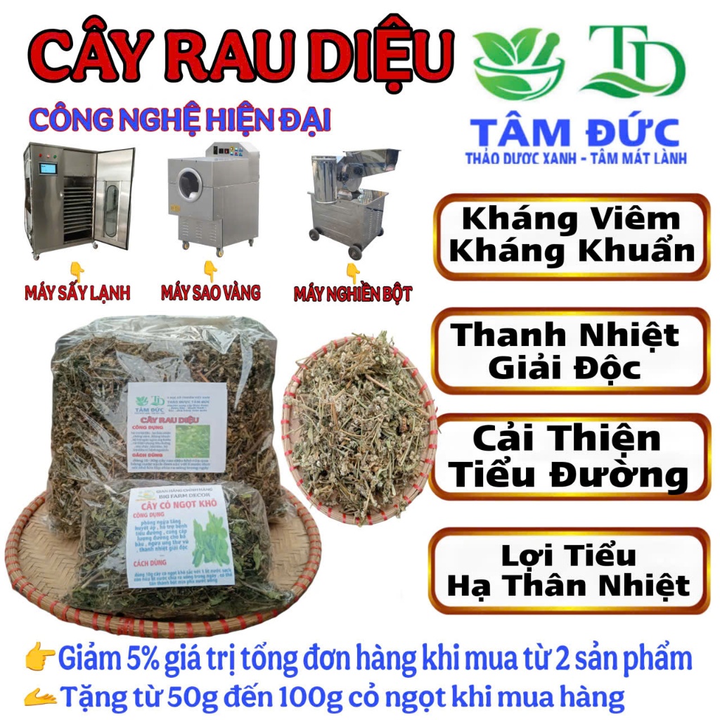 1kg rau diệu sấy khô hữu cơ TẶNG 100G CỎ NGỌT