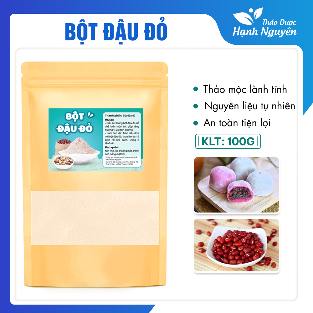 Bột đậu đỏ 100g, nguyên chất, đậu đỏ đã rang thơm, pha uống, đắp mặt nạ dưỡng da, trắng mịn