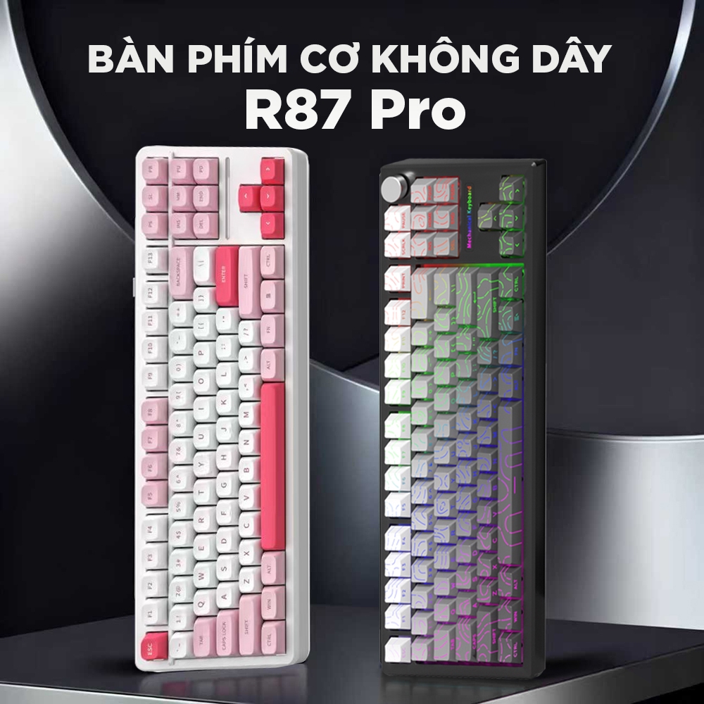 Bàn phím cơ gaming K87pro Không dây 2.4G/Bluetooth/có dây 87 phím 3 mode Hot-swap pin 5000mAh LED RGB cho máy tính/lapto