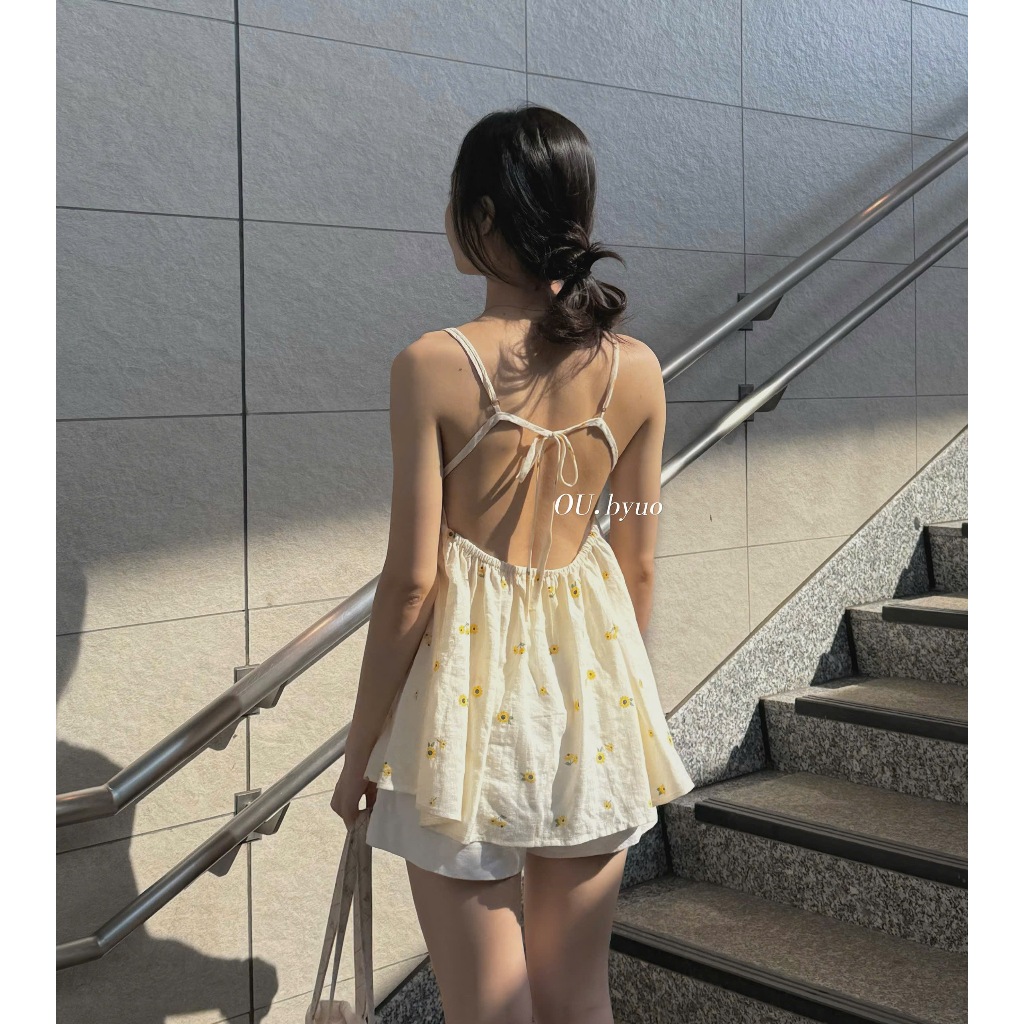 𝑶𝑼.𝒃𝒚𝒖𝒐 | Áo 2 dây mùa hè có dây buộc lưng Jasmine - Helios