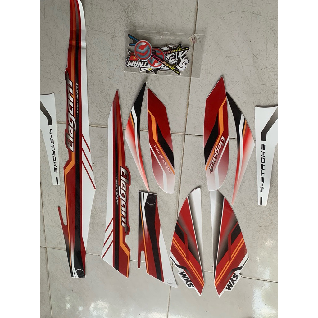 Tem elegant 50cc & 100cc trắng đỏ không số