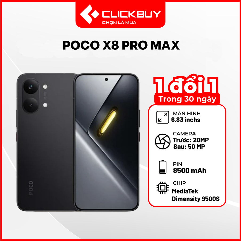 Điện thoại POCO X8 Pro Max chính hãng - MediaTek Dimensity 9500s, Pin 8500 mAh