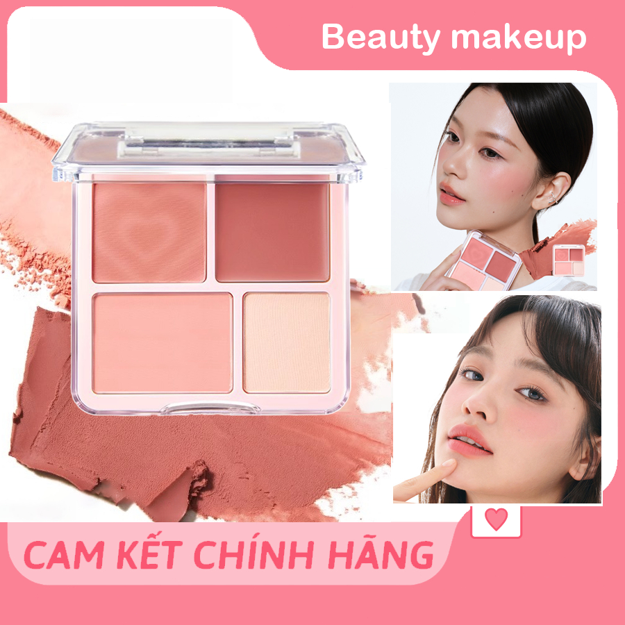 Bảng Phấn Má hồng & Bắt sáng 4 ô 2-Trong-1 Blush & Highlight Palette