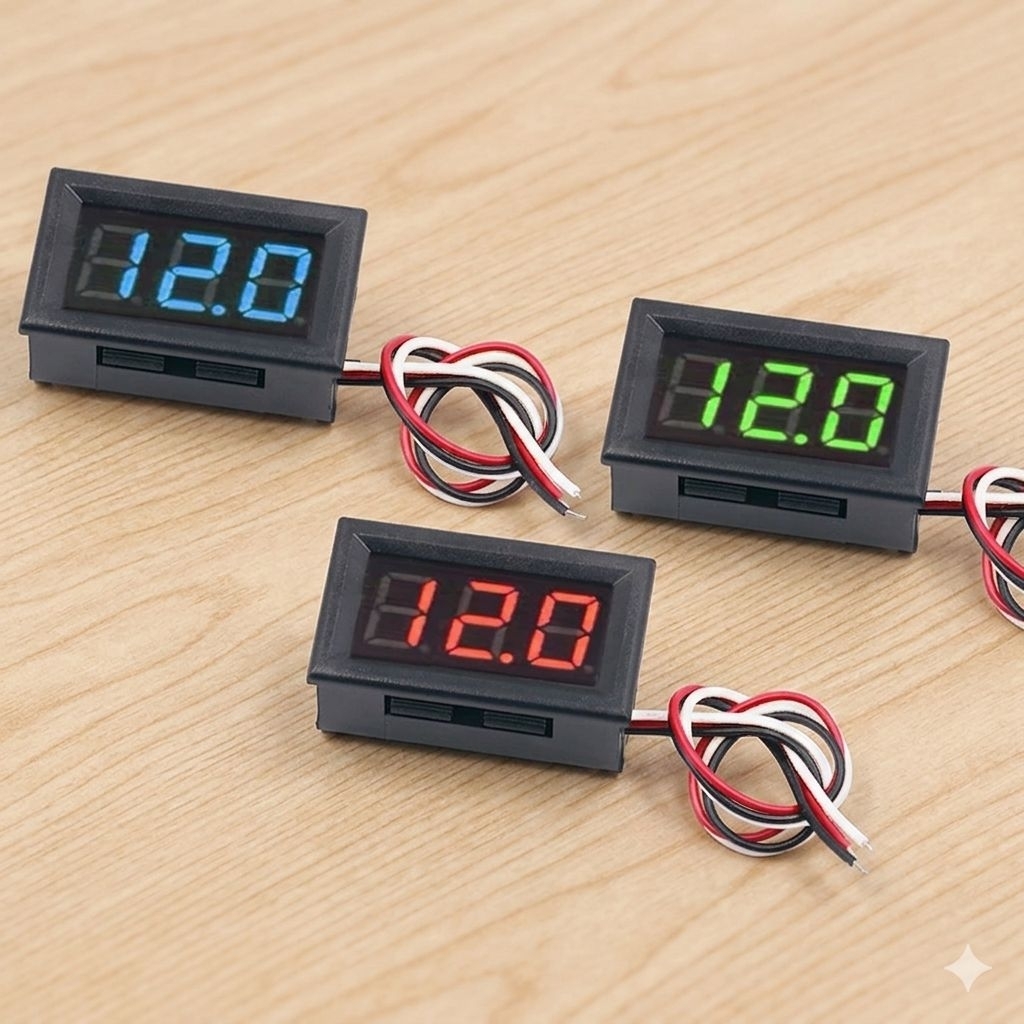 Đồng hồ Led đo điện áp DC 3 dây [màu đỏ]