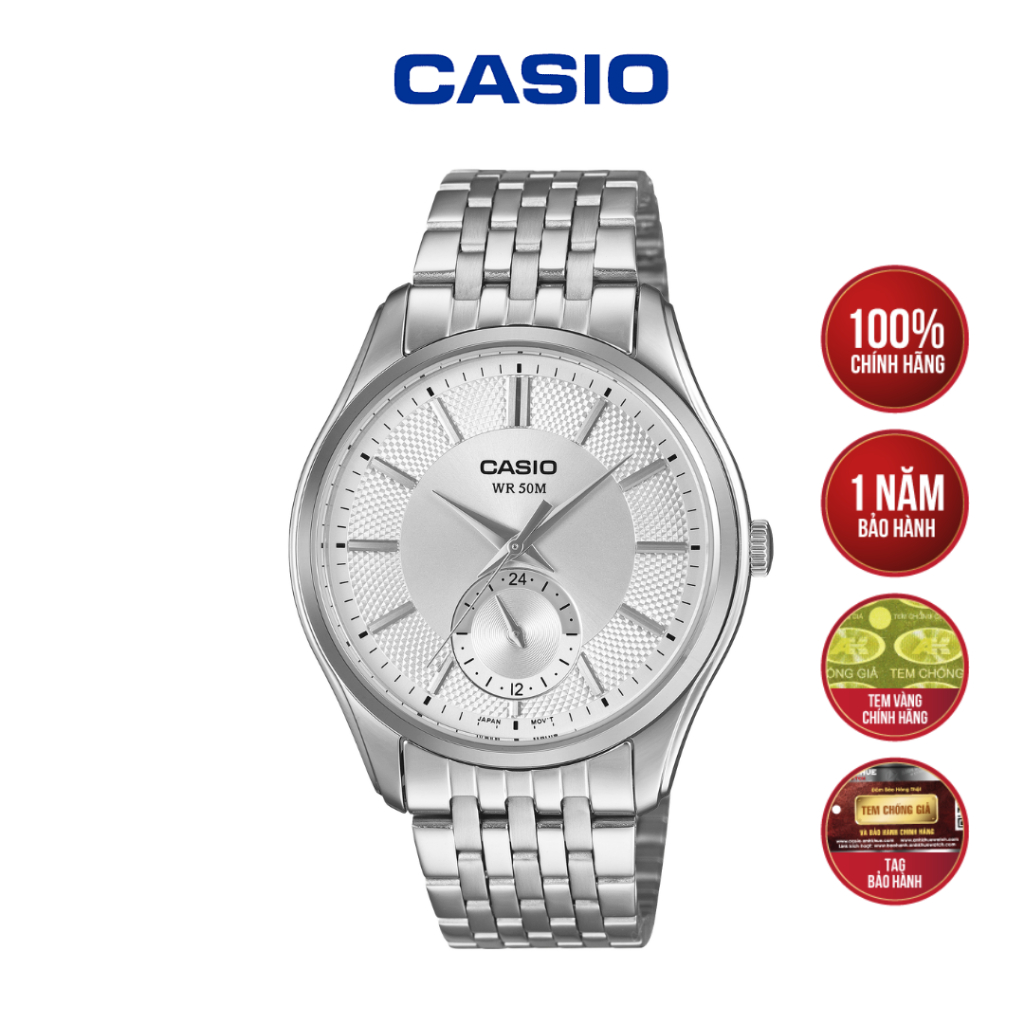 Đồng Hồ Casio Timeless MTP-B315D-7AVDF Thiết Kế Mặt Trắng Vân Kim Cương - Hàng Chính Hãng