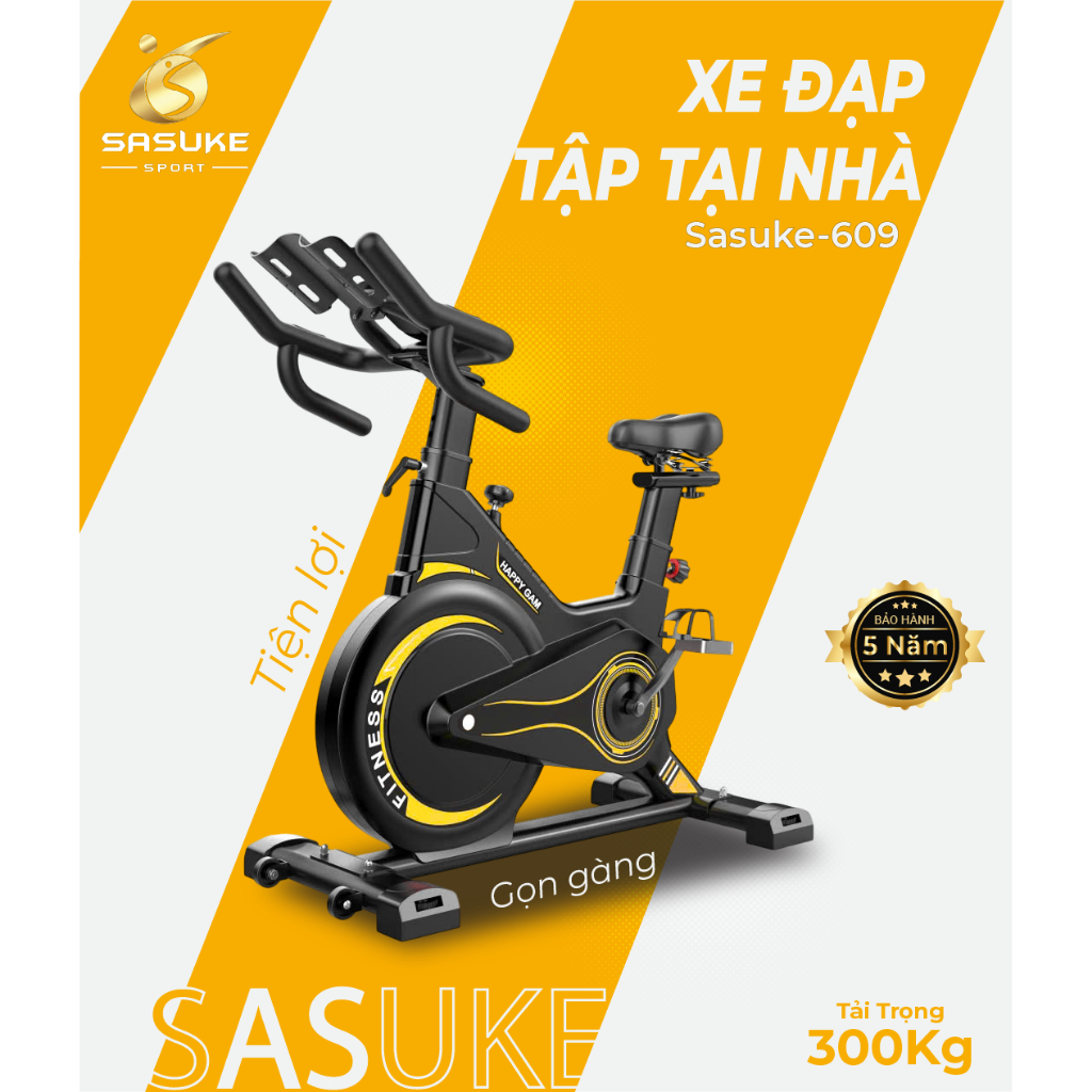 Xe đạp tập thể dục DS-609 SAKUKE SPORT , bánh đà kháng từ, kèm đồng hồ đo nhịp tim cải thiện sức khỏe